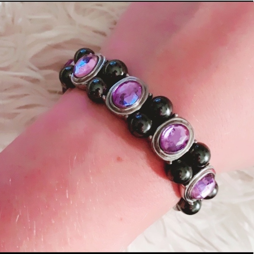 💜3/25 beaded bracelet with purple gems